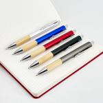 Eco-Friendly Bamboo Grip Ballpoint Pen Press Metal Ball Pen For Writing Exams for sale
