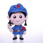 25cm Light Blue Military Uniform Short Plush Girl Doll Plush Toys for sale