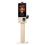 Capacitive Touch 10 Point 23.8 inch Gold Vertical Self Ordering Kiosk with Customizable Logo and POS Holder for sale