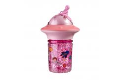 China Cartoon Themed Leak-Proof Water Bottles With Straw UFO Designs Pink supplier