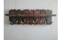 China 15.75 Inch, 4 Pieces Double Metal Hooks, Wood Wall-Mounted Coat Rack supplier