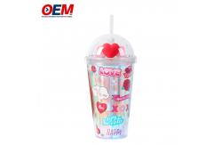 China Customized PP Double Wall Cup With Straw OEM Plastic Cup Made Water Cup supplier