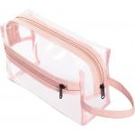 Pink Clear Toiletry Bag for Women, Travel Waterproof Cosmetic Makeup Organizer Bag for Shampoo, Toiletries Accessories for sale