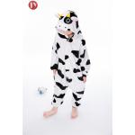 Wholesale Soft Fluffy Flannel Plush Cow Kids Animal Onesie Kigurumi Pajamas for sale