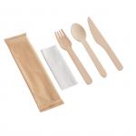 160mm JFB Craft Disposable Kraft Paper Wooden Cutlery Set With Napkins for sale