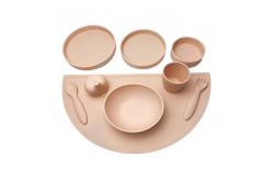 China Baby Plain Suction Bowl And Plate Set Silicone Food Grade With Spoon supplier