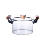 Double Ears 3L Clear High Borosilicate Glass Soup Pot for sale