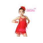 Three Colors Camisole Sequin Tassel Latin Dance Dresses With Feather Headpiece for sale