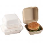 100% Natural Bagasse Clamshell Take Out Food Containers Disposable Compostable for sale