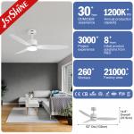 White Ceiling Fan With Light Dimmable Quiet High Speed Remote Control