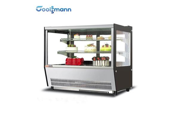 Sliding Double Door Cake Display Cooler Automatic Defrost Showcase Fridge