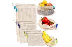 China ISO9002 BSCI Reusable Cotton Grocery Bags Mesh Net Drawstring Bag GOTS supplier