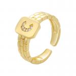 Open Watchband 18k Diamond Ring Men Plated Chunky Gold Initial Ring