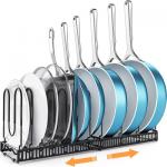Black Metal Adjustable Pot And Pan Organizer Rack For Cabinet for sale