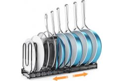 China Black Metal Adjustable Pot And Pan Organizer Rack For Cabinet supplier