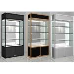 Portable Wheel Shop Display Shelving Lockable Glass Cabinet For Shopping Mall for sale
