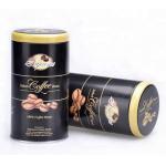 Round Metal Embossed Tall Coffee Tin Cans Outside White Lacquer