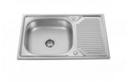 China Above Counter Big Basin SS Kitchen Sink With Single Drainboard supplier