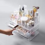 Carved Acrylic Makeup Organizer For Brushes And Powders for sale
