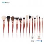 29 Pieces Brass Ferrule Cosmetic Makeup Brush Set Wooden Handle for sale