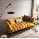 Tufted Sectional Loveseat Sleeper Sofa Bed Pull Out Yellow Velvet