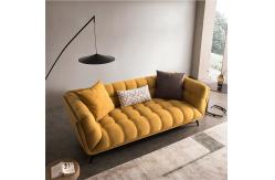 China Tufted Sectional Loveseat Sleeper Sofa Bed Pull Out Yellow Velvet supplier