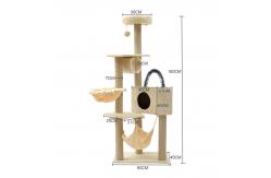 China 7cm / 8cm Wood Cat Tree Tower Fleece Cloth For Large Cats supplier
