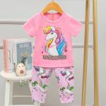 Colorful Kids Sleeping Suits Short Sleeve soft skin friendly Cute Unicorn Pajamas for sale