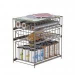 Multifunctional Stackable Metal Wire Storage Basket Kitchen Storage Basket Sustainable Under Sink Organizer Sliding Storage Basket for sale