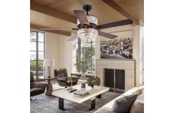 China Bedroom AC110V 4100K  Flush Mount Crystal Chandelier Ceiling Fan Remote Control supplier