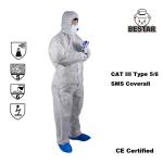 Breathable SMS Disposable Suits For Cleaning Isolation Coverall Type 5 6 for sale