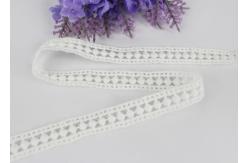 China 1.5cm Width Chemical Eyelet Cotton Lace Trim With Concise Quadrate / Dot Design supplier