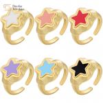 Star type Gold Plated Y2k Rings Colorful Enamel Open Women Jewelry for sale
