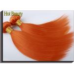Customized Orange Silk Straight Virgin Human Hair Extensions Double Stitch Weft