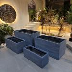 Green Fiber Clay Outdoor Planters with Rectangle Shape Frost Resistant Flower Pot