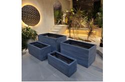 China Green Fiber Clay Outdoor Planters with Rectangle Shape Frost Resistant Flower Pot supplier