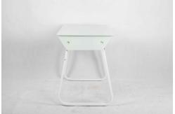 China Metal Frame Modern Glass Office Desk Adjustable Base With 2 Wooden Drawers supplier