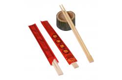 China Japanese Restaurant Sushi Disposable Two Point Double Ended Bamboo Chopsticks with Paper Sleeve supplier