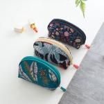 Flower Pattern Half Moon Shape Practical Wash Makeup Bag for sale