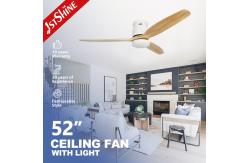 China 15CM Suspender Natural Wood Blades LED Ceiling Fan for Customizable Energy Efficiency supplier