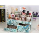 Square Desk Organiser Box / Glass Makeup Storage Box Tropical Rainforest Pattern for sale