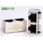 Economical Cost Shield 1x2 Tab Up Double Port Ethernet Socket Rj45 Modular Jack for sale