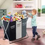 Odorless Sonsill 3 Section Laundry Tote , Lightweight Dirty Clothes Hampers