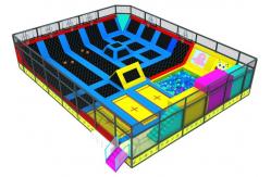 China Childrens Bounce Trampoline Park With Ninja Warrior Course And Climbing Wall supplier