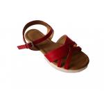 China Custmized Fashion Red Women PU Cross Strap Sandal manufacturer