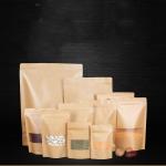 Brown Kraft Paper  Biodegradable Stand Up Pouch With Window
