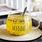 360ml Microwave Safe Glass Coffee Cup Big Belly Drinkware With Handle / Lid