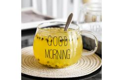 China 360ml Microwave Safe Glass Coffee Cup Big Belly Drinkware With Handle / Lid supplier