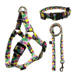 Woven Logo Dog Harness Set Multiple Colour Polyester Dog Harness for sale