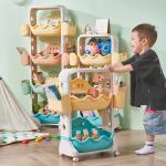 Colorful Kids Plastic Organizer Shelf H119.5cm Plastic Stackable Storage Shelves for sale